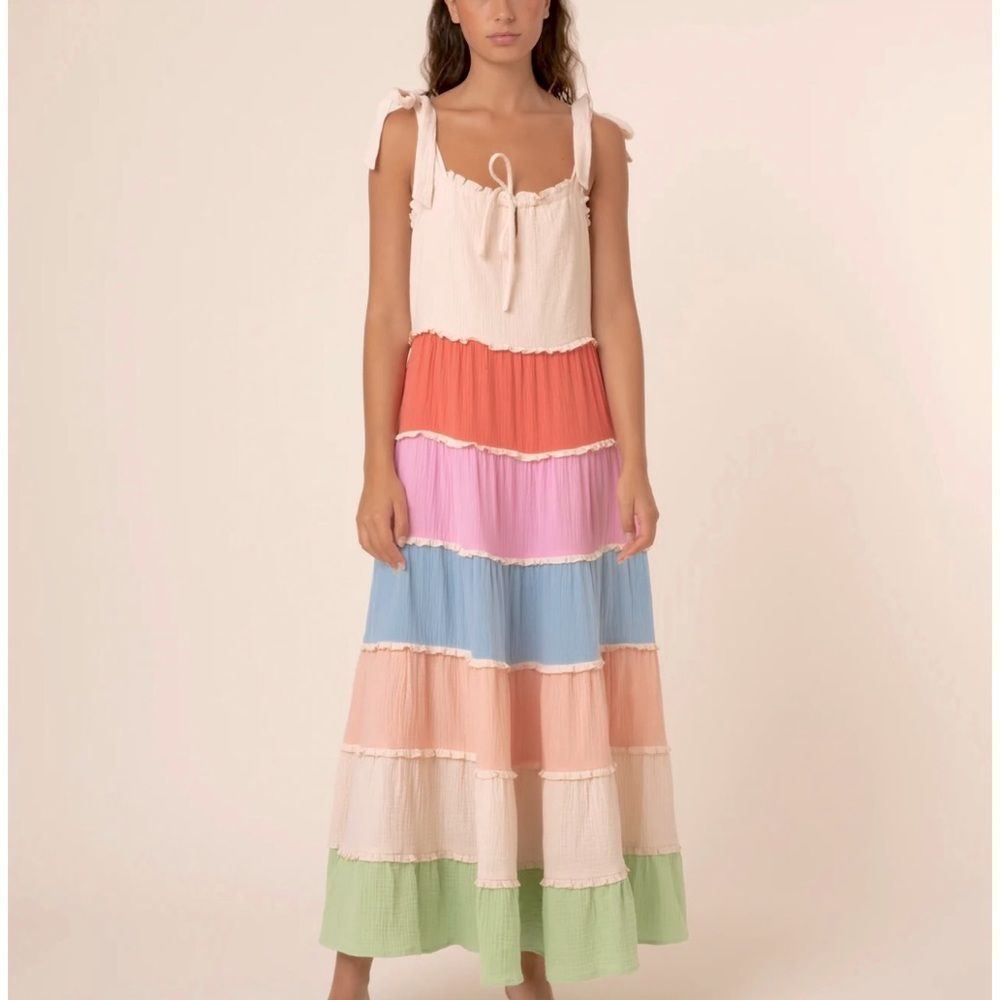 FRNCH Laurel Pastel Rainbow 🌈 Maxi Dress